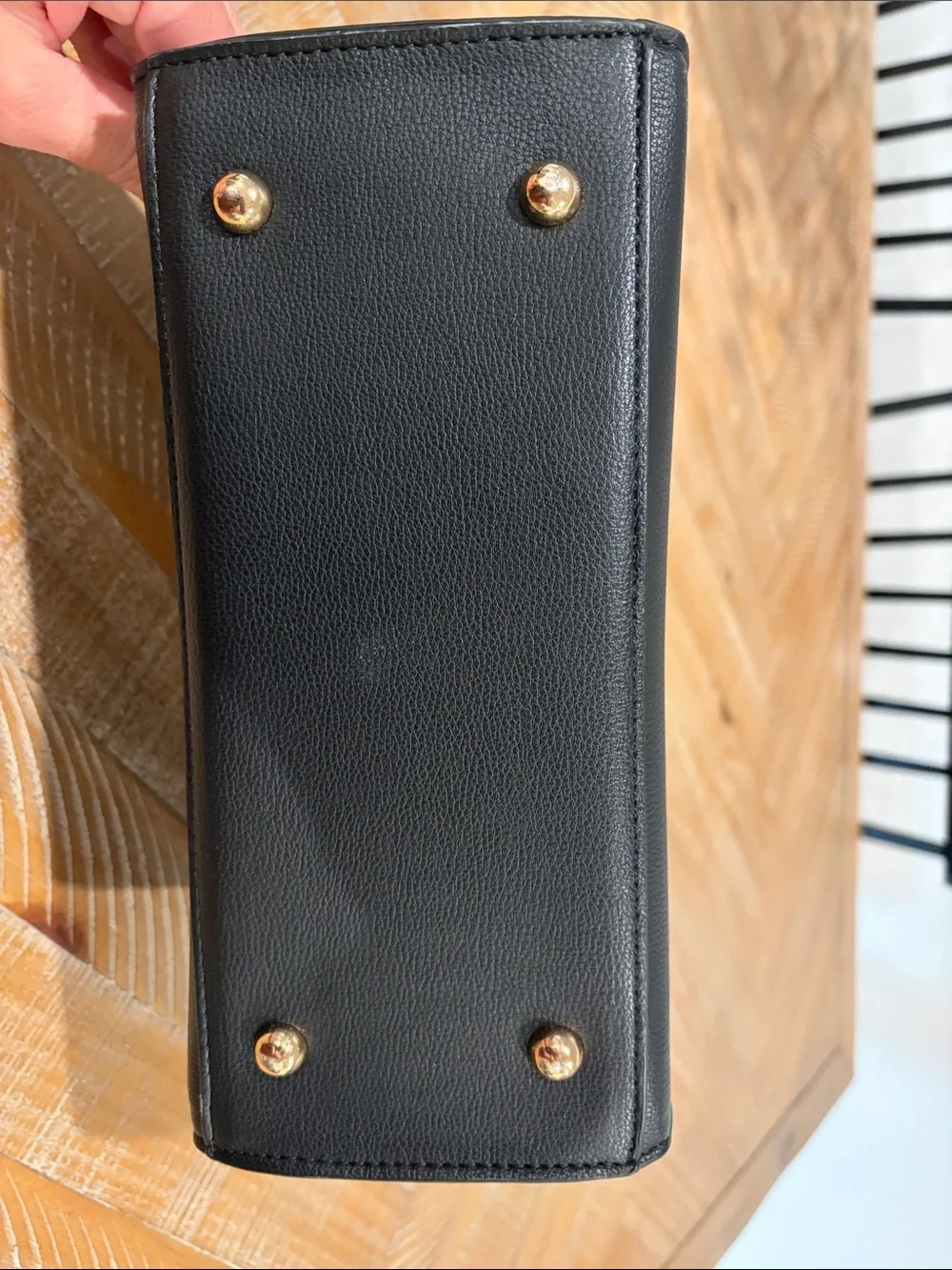Dune London Black Top-Handle Satchel with Gold Hardware